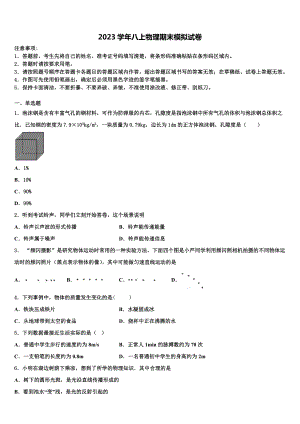 【已修改】2023学年陕西省宝鸡市陇县物理八年级第一学期期末质量检测模拟试题含解析.doc